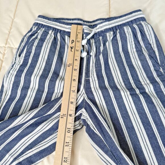 H&M Boys Striped Cotton Pants Size 7-8Y Blue White Roll Tab Cuffed Drawstring - Picture 7 of 11